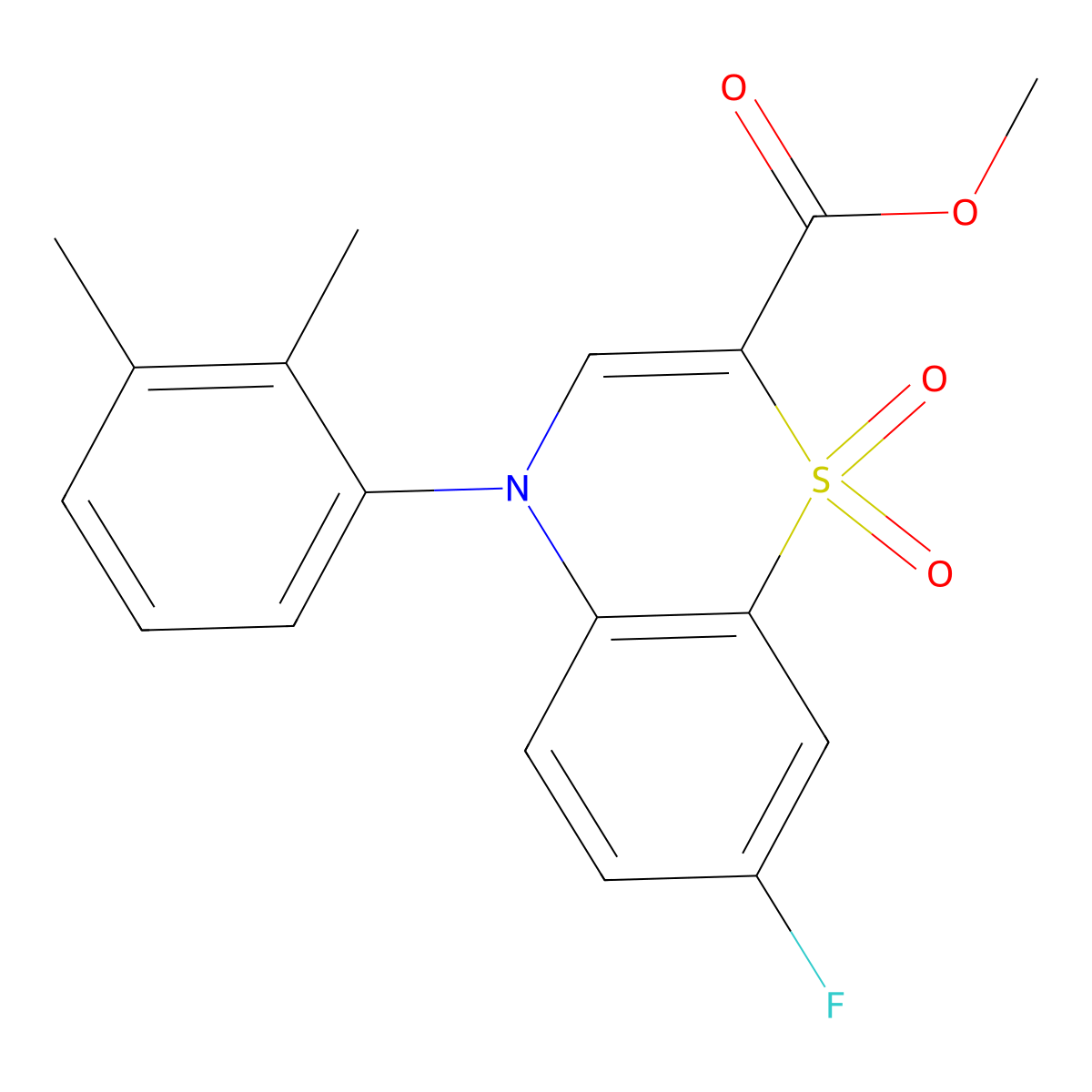 methyl 4-(2,3-dimethylphenyl)-7-fluoro-4H-1,4-benzothiazine-2-carboxylate 1,1-dioxide molecular structure, CAS 1358522-32-3