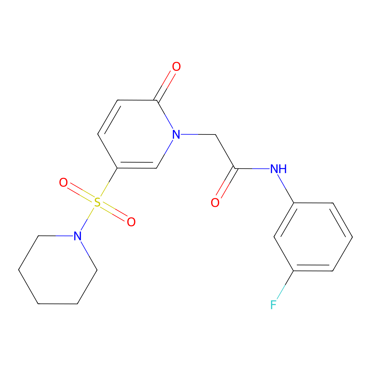N-(3-fluorophenyl)-2-[2-oxo-5-(piperidine-1-sulfonyl)-1,2-dihydropyridin-1-yl]acetamide molecular structure, CAS 1358540-58-5