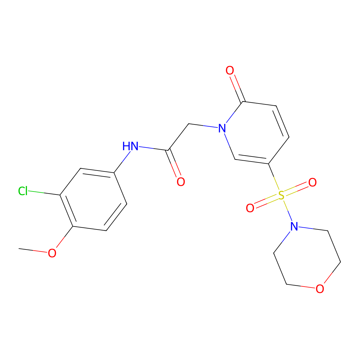 N-(3-chloro-4-methoxyphenyl)-2-[5-(morpholine-4-sulfonyl)-2-oxo-1,2-dihydropyridin-1-yl]acetamide molecular structure, CAS 1358540-95-0