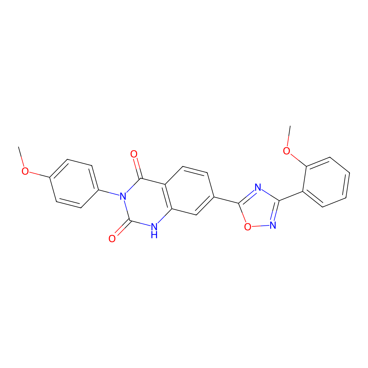 3-(4-methoxyphenyl)-7-(3-(2-methoxyphenyl)-1,2,4-oxadiazol-5-yl)quinazoline-2,4(1H,3H)-dione molecular structure, CAS 1358543-80-2