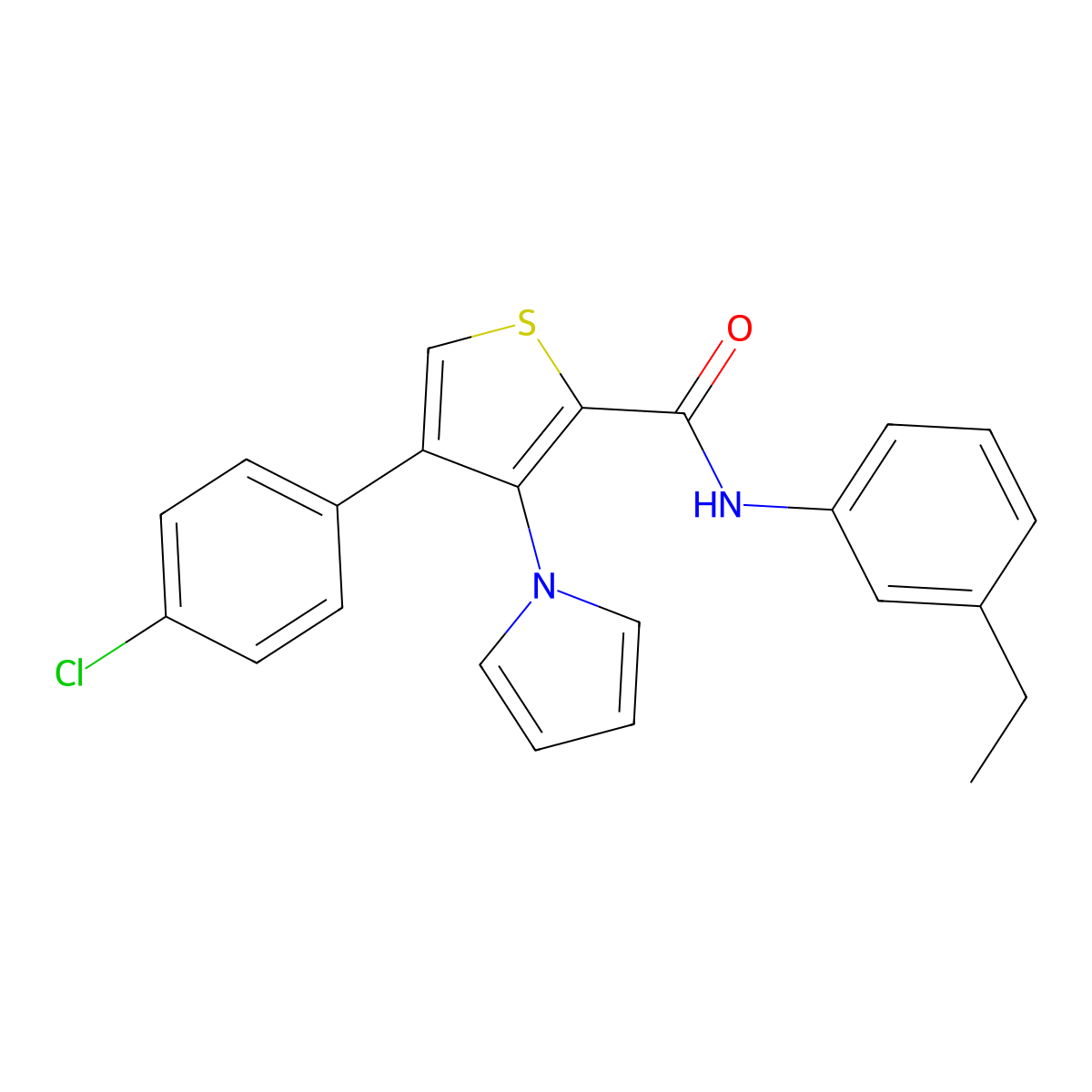 4-(4-chlorophenyl)-N-(3-ethylphenyl)-3-(1H-pyrrol-1-yl)thiophene-2-carboxamide molecular structure, CAS 1358544-64-5
