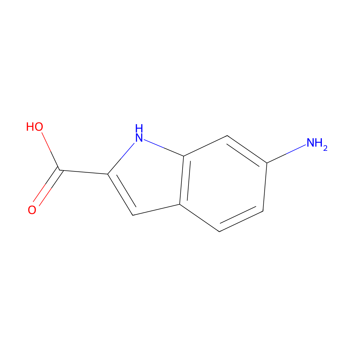 6-amino-1H-indole-2-carboxylic acid molecular structure, CAS 135855-63-9