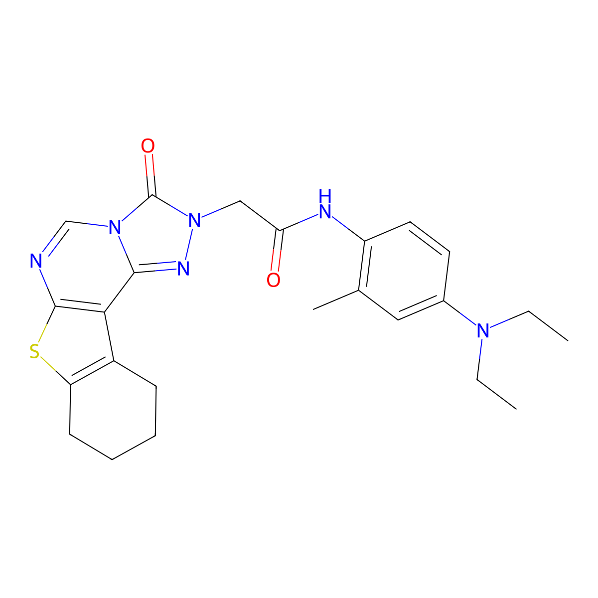 N-[4-(diethylamino)-2-methylphenyl]-2-{5-oxo-10-thia-3,4,6,8-tetraazatetracyclo[7.7.0.0^{2,6}.0^{11,16}]hexadeca-1(9),2,7,11(16)-tetraen-4-yl}acetamide molecular structure, CAS 1358560-71-0