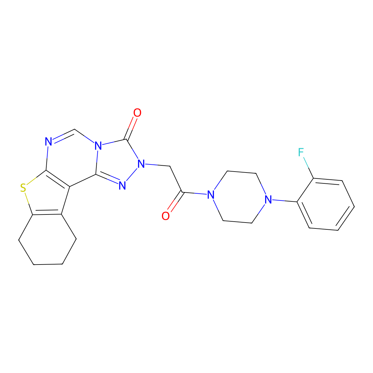 2-(2-(4-(2-fluorophenyl)piperazin-1-yl)-2-oxoethyl)-8,9,10,11-tetrahydrobenzo[4,5]thieno[3,2-e][1,2,4]triazolo[4,3-c]pyrimidin-3(2H)-one molecular structure, CAS 1358560-90-3