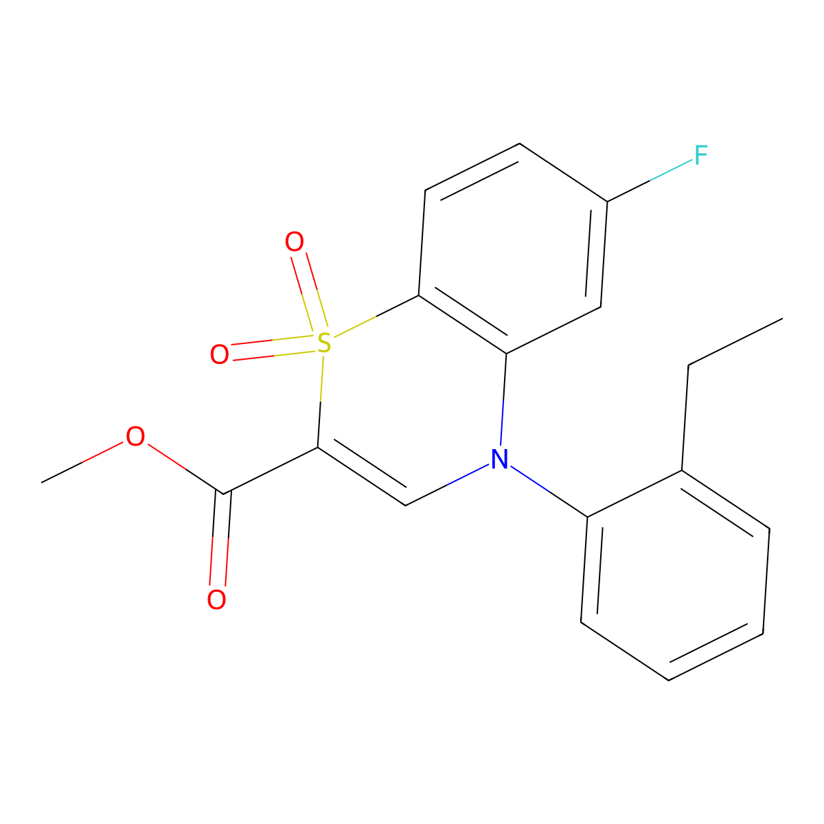 methyl 4-(2-ethylphenyl)-6-fluoro-4H-1,4-benzothiazine-2-carboxylate 1,1-dioxide molecular structure, CAS 1358569-81-9