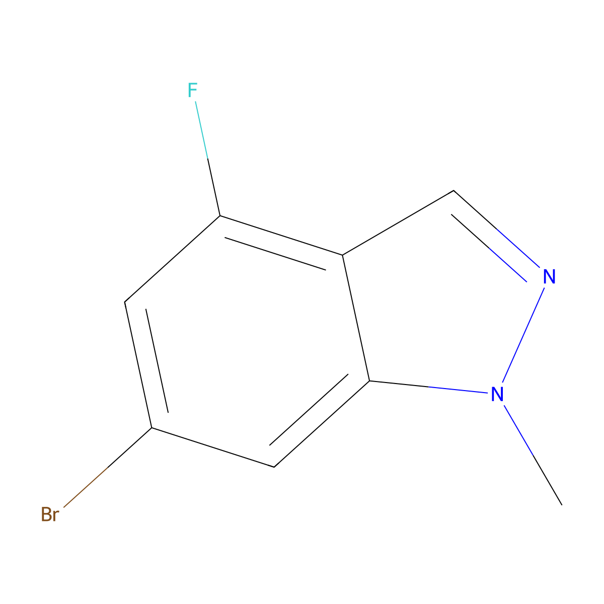 6-Bromo-4-Fluoro-1-methyl-1H-indazole molecular structure, CAS 1358574-94-3