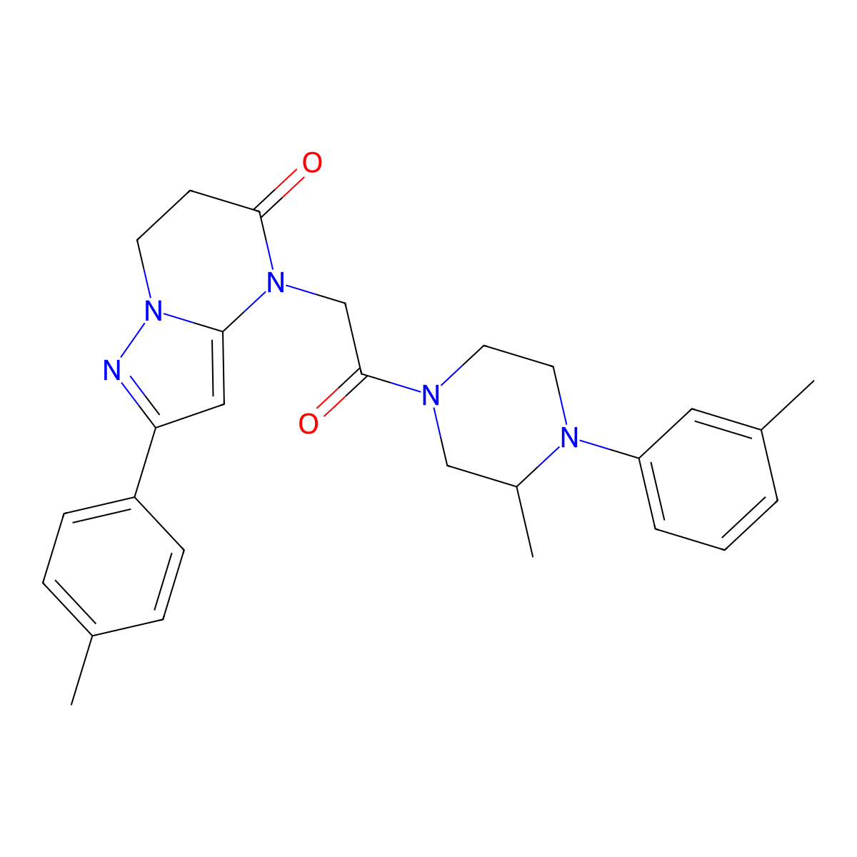 4-{2-[3-Methyl-4-(3-methylphenyl)piperazin-1-YL]-2-oxoethyl}-2-(4-methylphenyl)-4H,5H,6H,7H-pyrazolo[1,5-A]pyrimidin-5-one molecular structure, CAS 1358580-55-8