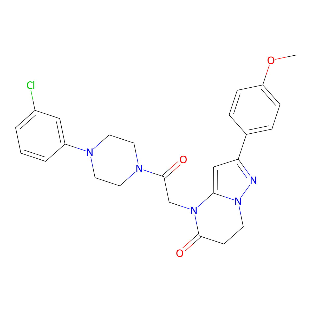 4-{2-[4-(3-Chlorophenyl)piperazin-1-YL]-2-oxoethyl}-2-(4-methoxyphenyl)-4H,5H,6H,7H-pyrazolo[1,5-A]pyrimidin-5-one molecular structure, CAS 1358580-83-2
