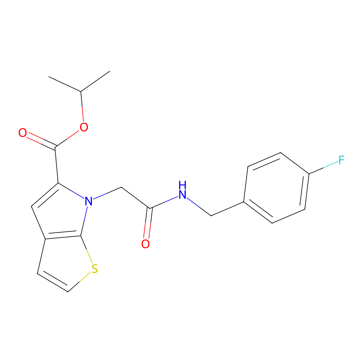 isopropyl 6-{2-[(4-fluorobenzyl)amino]-2-oxoethyl}-6H-thieno[2,3-b]pyrrole-5-carboxylate molecular structure, CAS 1358581-38-0