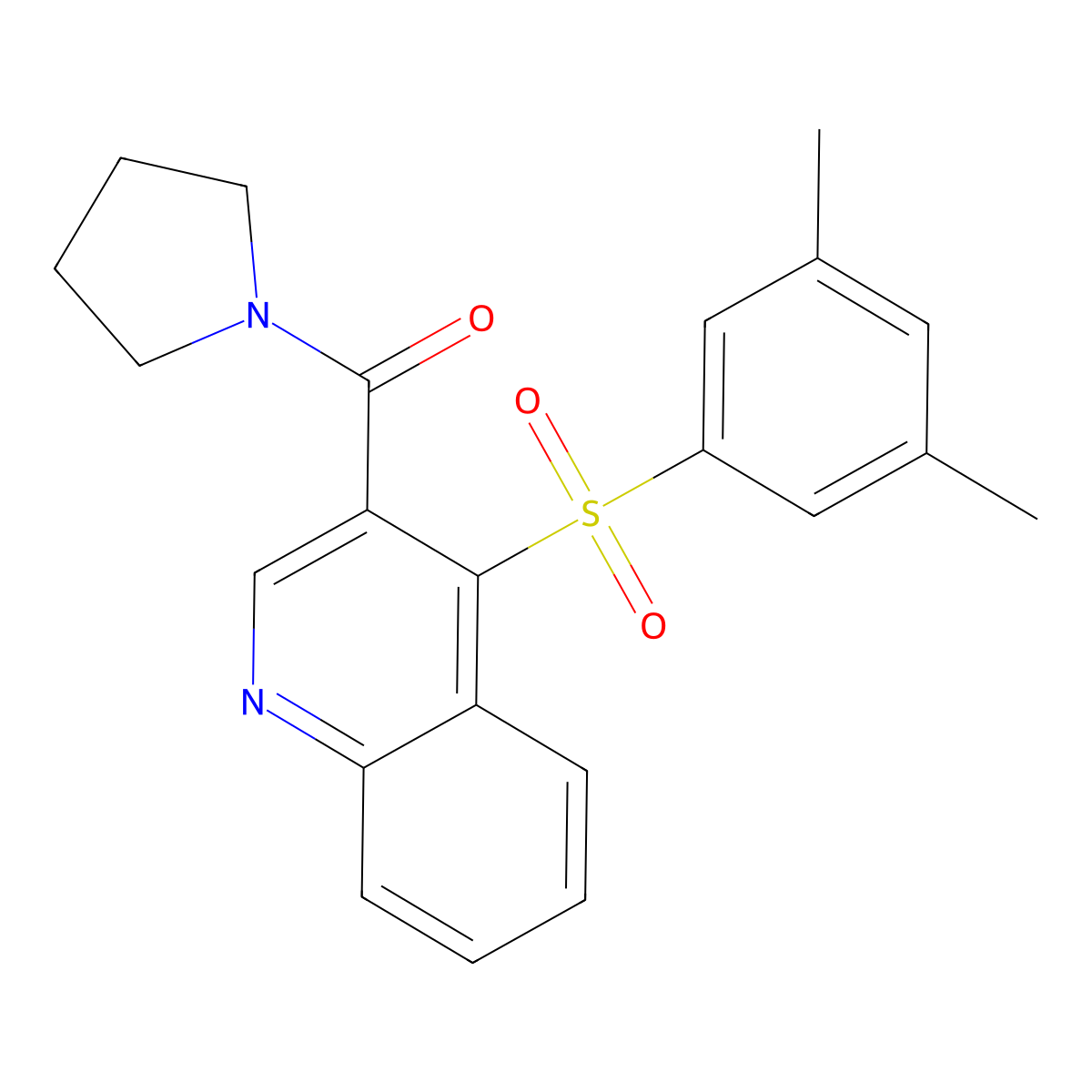4-(3,5-Dimethylbenzenesulfonyl)-3-(pyrrolidine-1-carbonyl)quinoline molecular structure, CAS 1358581-47-1