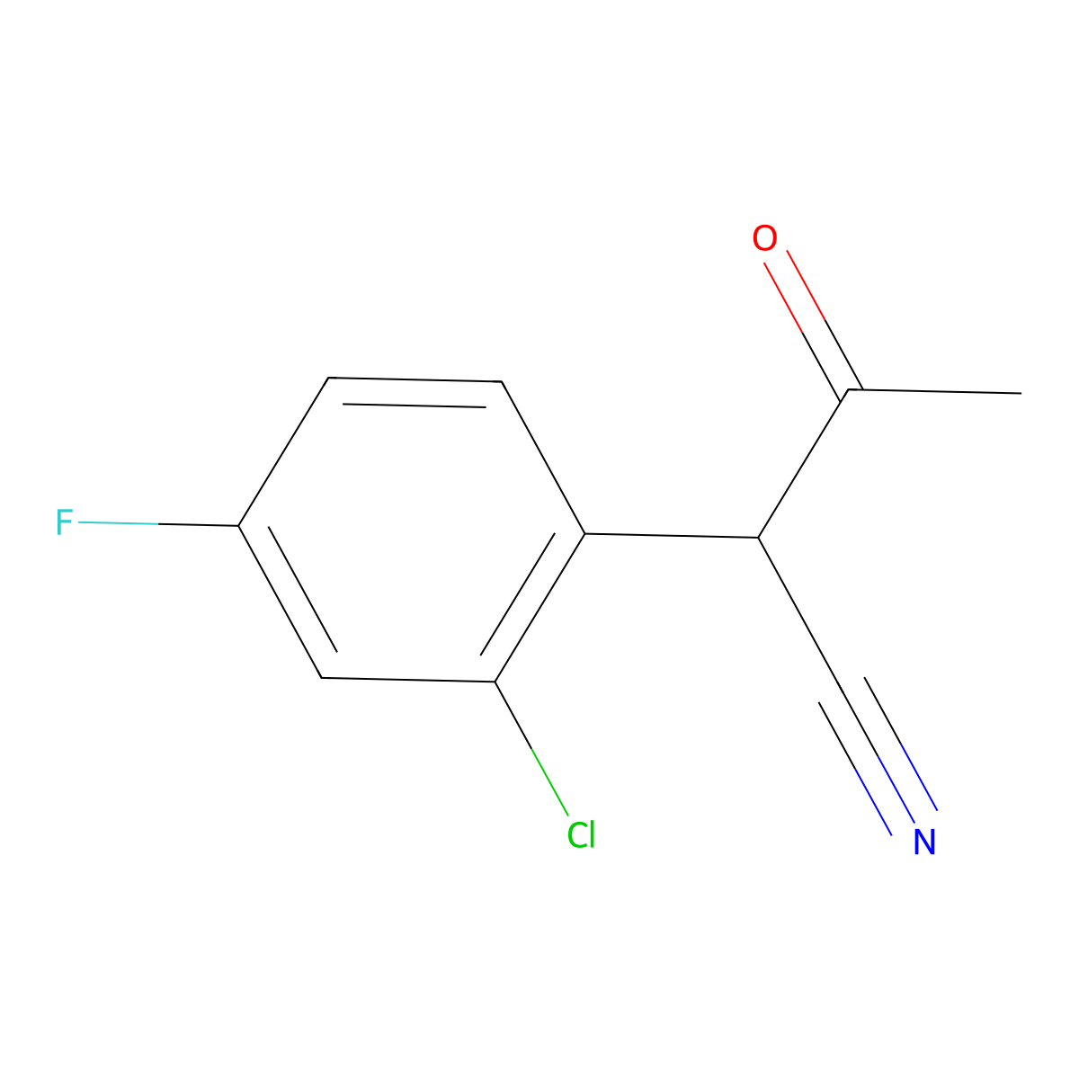 2-(2-Chloro-4-fluoro-phenyl)-3-oxo-butyronitrile molecular structure, CAS 1358582-97-4