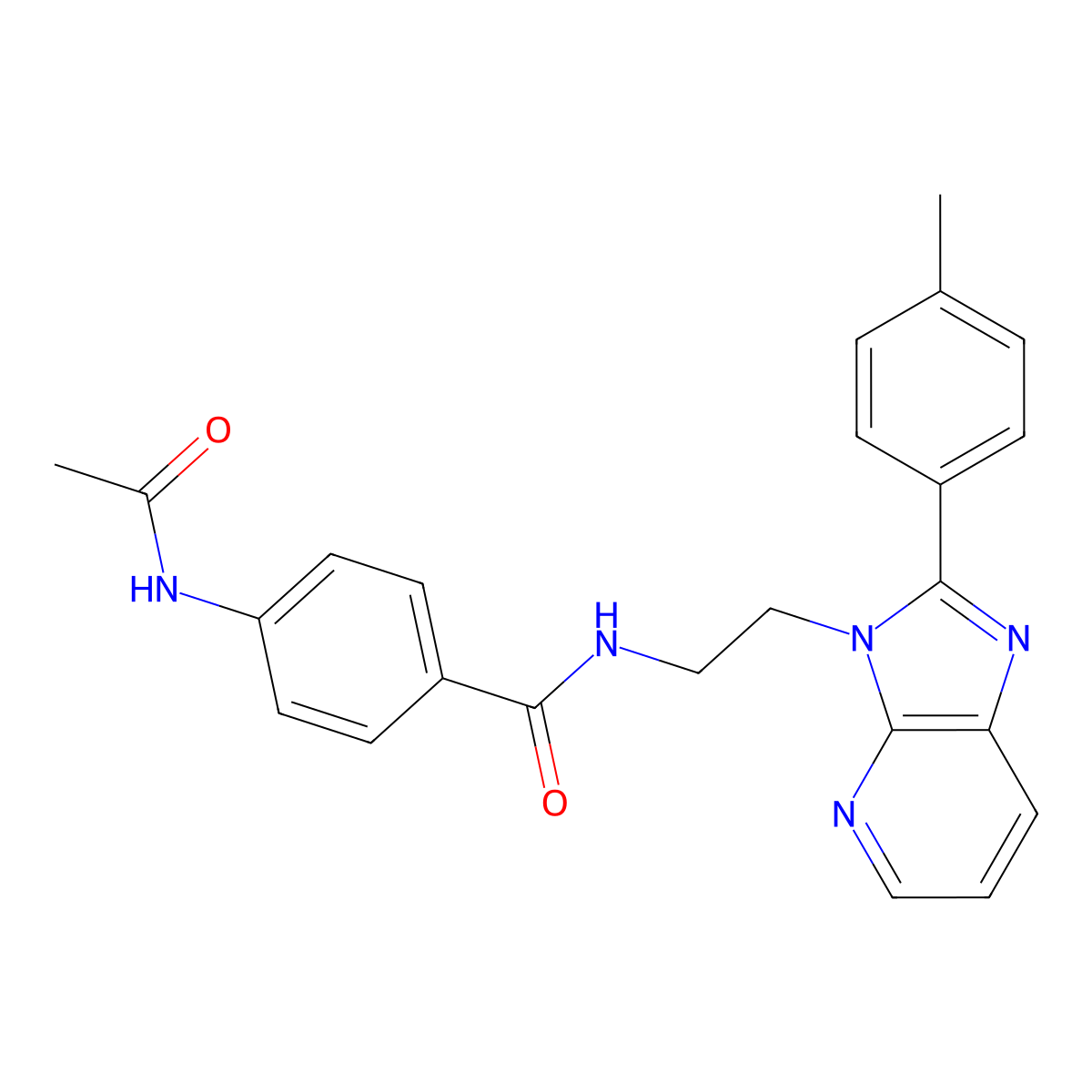 4-Acetamido-N-{2-[2-(4-methylphenyl)-3H-imidazo[4,5-B]pyridin-3-YL]ethyl}benzamide molecular structure, CAS 1358586-92-1
