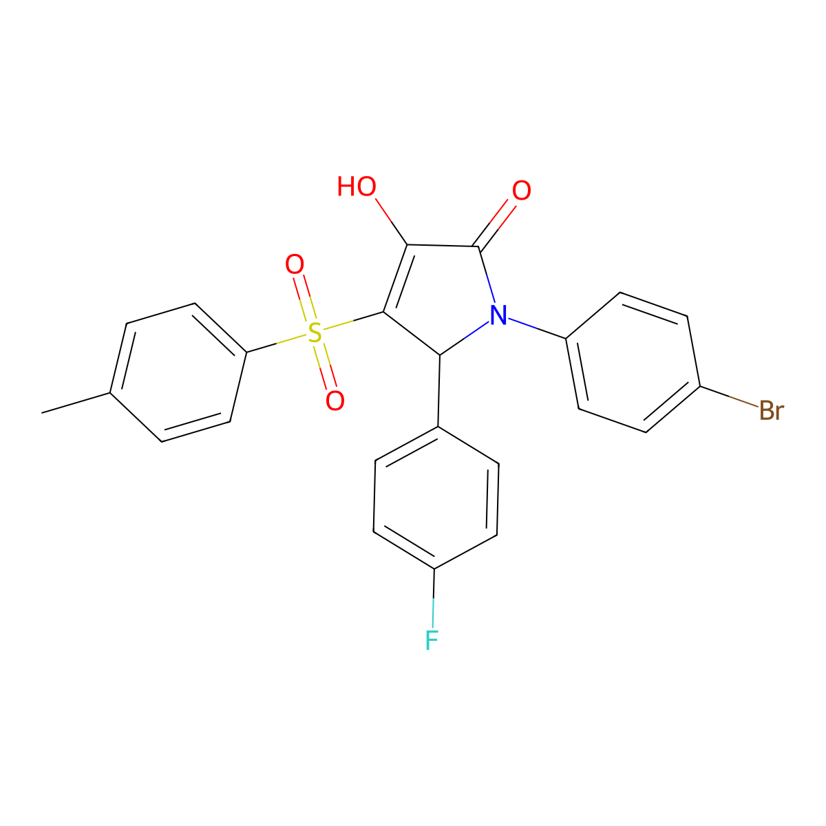 1-(4-bromophenyl)-5-(4-fluorophenyl)-3-hydroxy-4-tosyl-1H-pyrrol-2(5H)-one molecular structure, CAS 1358589-03-3