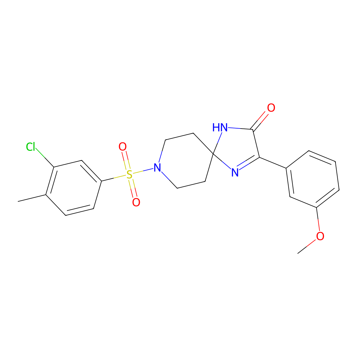 8-(3-Chloro-4-methylbenzenesulfonyl)-3-(3-methoxyphenyl)-1,4,8-triazaspiro[4.5]dec-3-en-2-one molecular structure, CAS 1358592-62-7