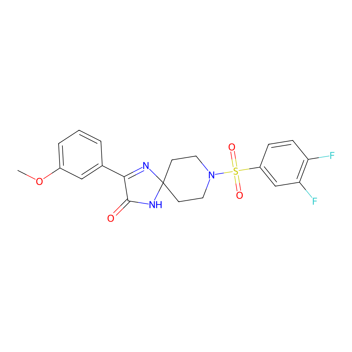 8-((3,4-Difluorophenyl)sulfonyl)-3-(3-methoxyphenyl)-1,4,8-triazaspiro[4.5]dec-3-en-2-one molecular structure, CAS 1358594-29-2