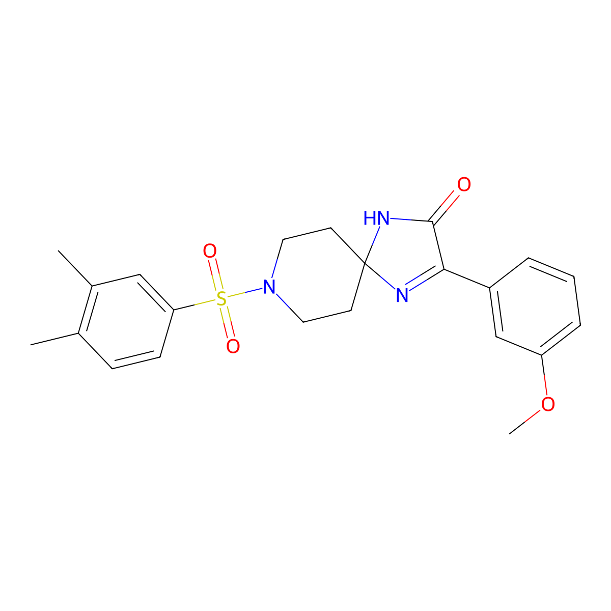 8-((3,4-Dimethylphenyl)sulfonyl)-3-(3-methoxyphenyl)-1,4,8-triazaspiro[4.5]dec-3-en-2-one molecular structure, CAS 1358596-13-0