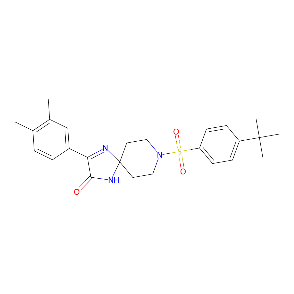 8-((4-(Tert-butyl)phenyl)sulfonyl)-3-(3,4-dimethylphenyl)-1,4,8-triazaspiro[4.5]dec-3-en-2-one molecular structure, CAS 1358596-28-7