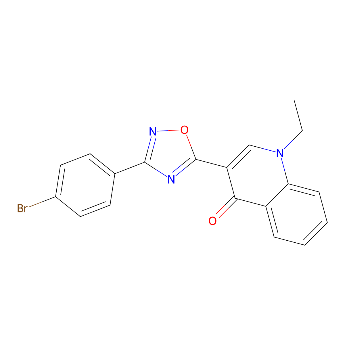 3-(3-(4-bromophenyl)-1,2,4-oxadiazol-5-yl)-1-ethylquinolin-4(1H)-one molecular structure, CAS 1358596-36-7