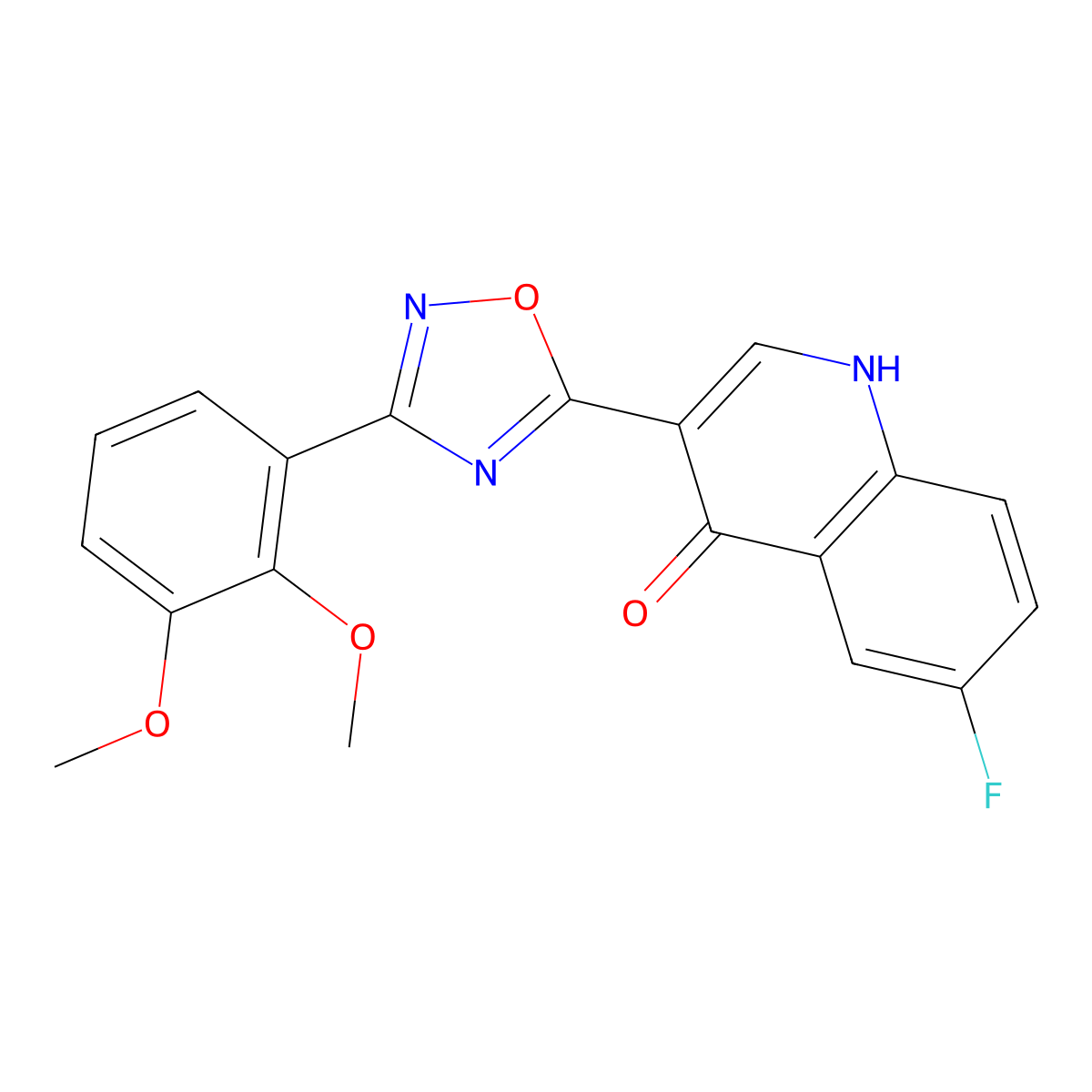 3-(3-(2,3-dimethoxyphenyl)-1,2,4-oxadiazol-5-yl)-6-fluoroquinolin-4(1H)-one molecular structure, CAS 1358596-43-6