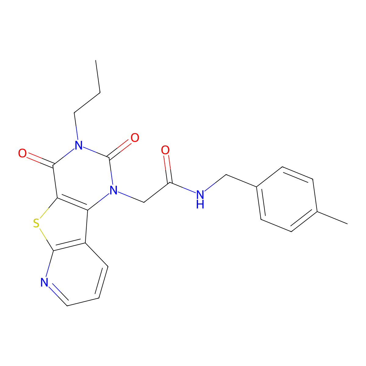 2-(2,4-dioxo-3-propyl-3,4-dihydropyrido[3',2':4,5]thieno[3,2-d]pyrimidin-1(2H)-yl)-N-(4-methylbenzyl)acetamide molecular structure, CAS 1358607-47-2