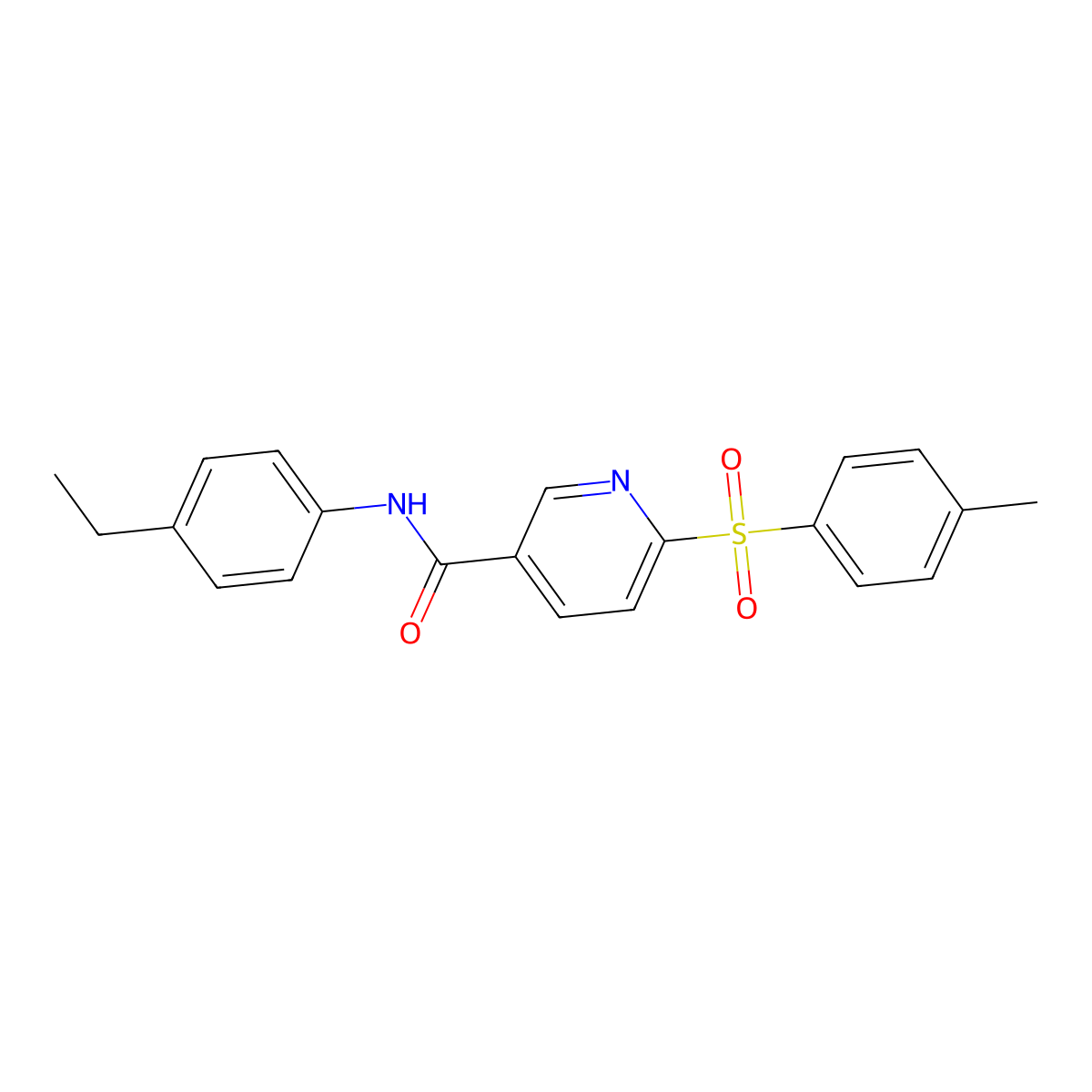 N-(4-ethylphenyl)-6-(4-methylbenzenesulfonyl)pyridine-3-carboxamide molecular structure, CAS 1358607-55-2