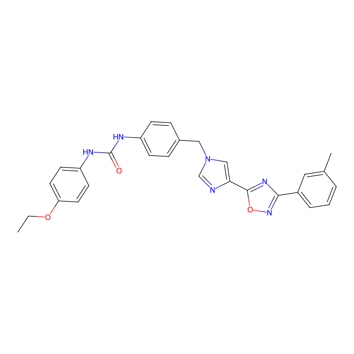 1-(4-ethoxyphenyl)-3-(4-((4-(3-(m-tolyl)-1,2,4-oxadiazol-5-yl)-1H-imidazol-1-yl)methyl)phenyl)urea molecular structure, CAS 1358609-57-0