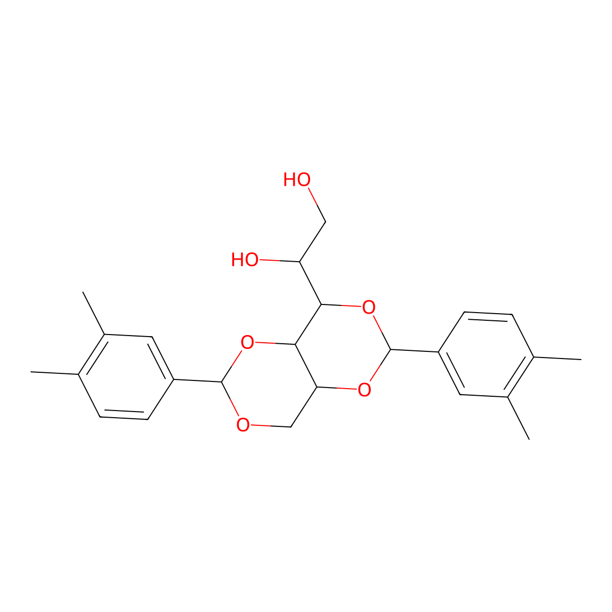 Dimethyldibenzylidene sorbitol molecular structure, CAS 135861-56-2