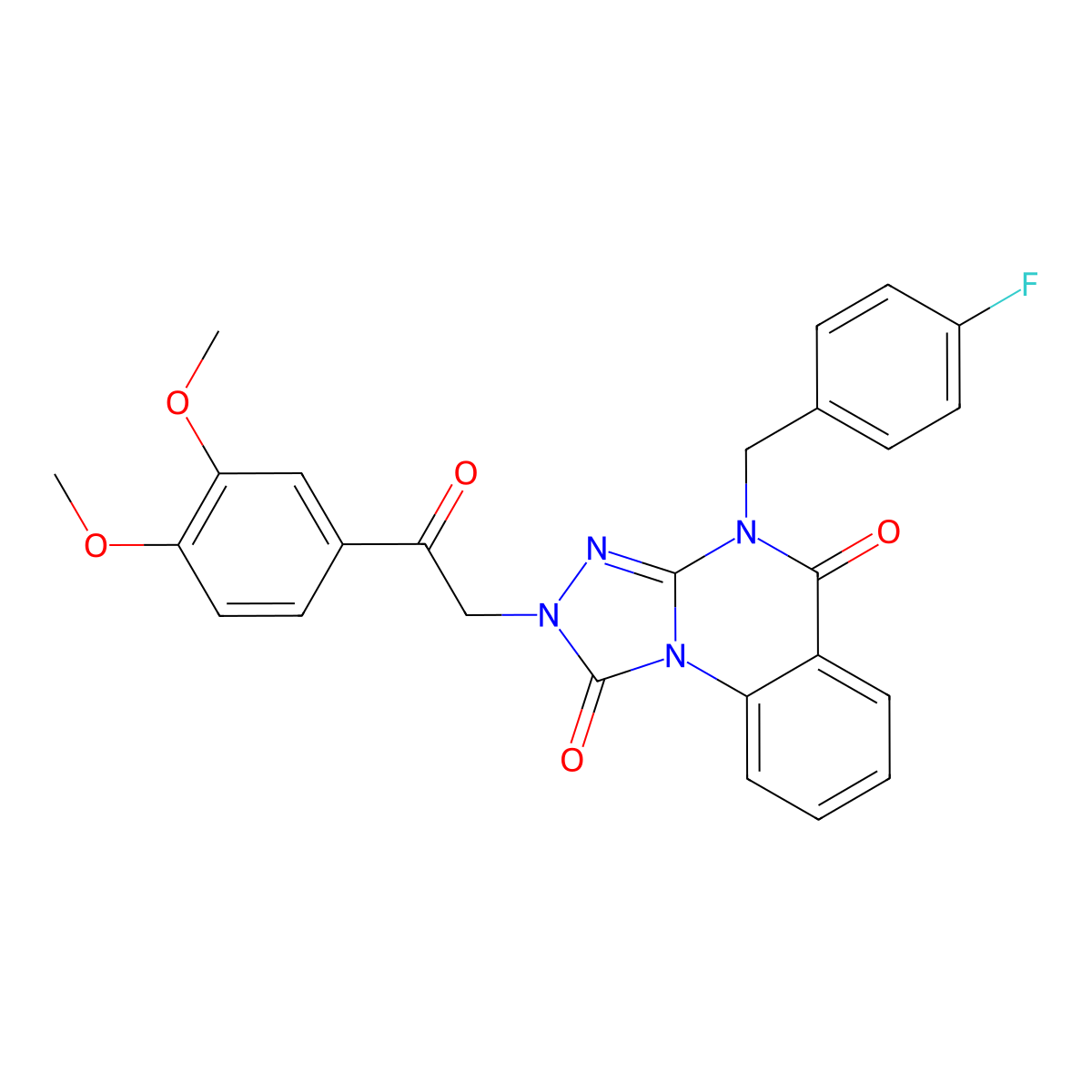 2-[2-(3,4-Dimethoxyphenyl)-2-oxoethyl]-4-(4-fluorobenzyl)-2,4-dihydro[1,2,4]triazolo[4,3-a]quinazoline-1,5-dione molecular structure, CAS 1358612-73-3