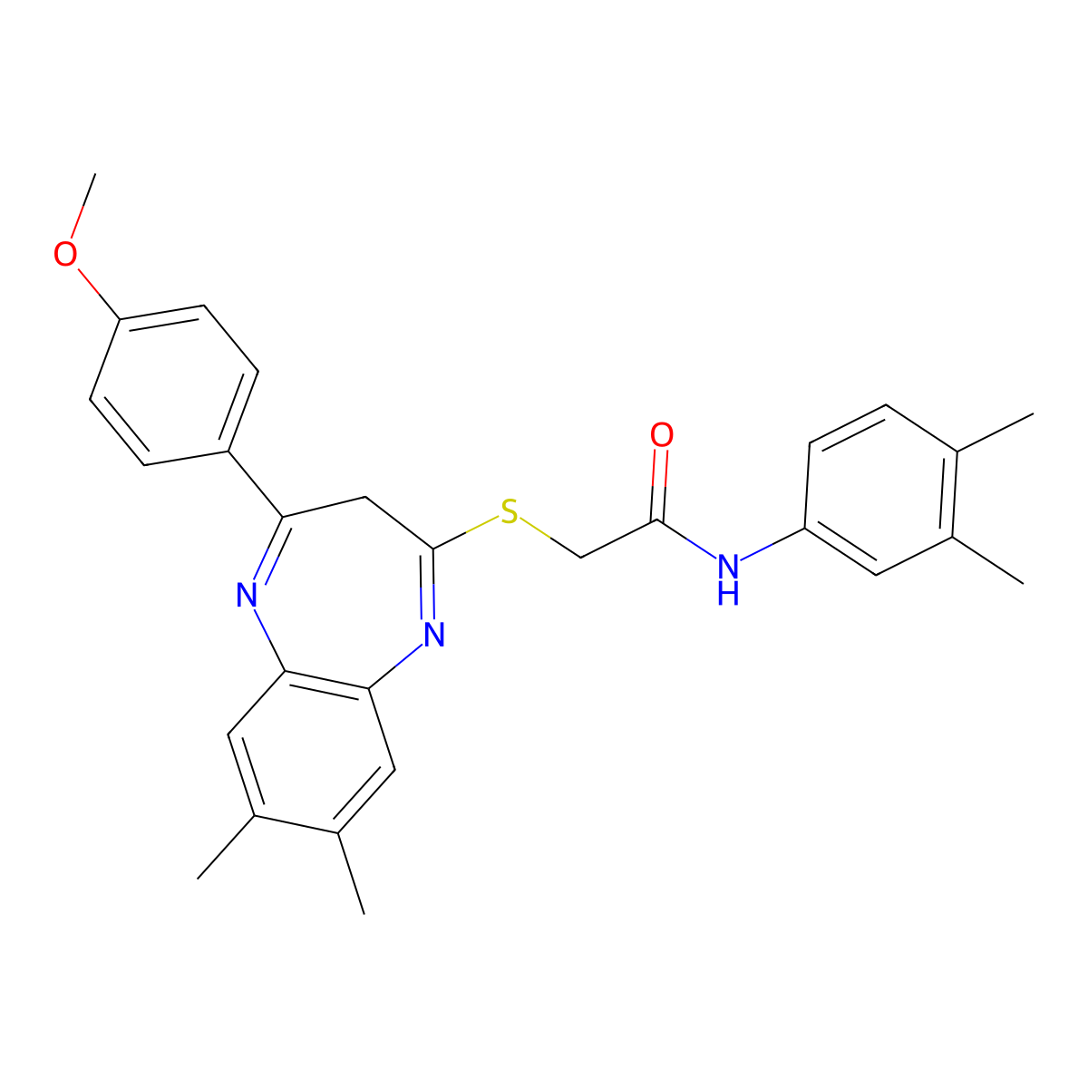 N-(3,4-Dimethylphenyl)-2-{[4-(4-methoxyphenyl)-7,8-dimethyl-3H-1,5-benzodiazepin-2-YL]sulfanyl}acetamide molecular structure, CAS 1358615-52-7