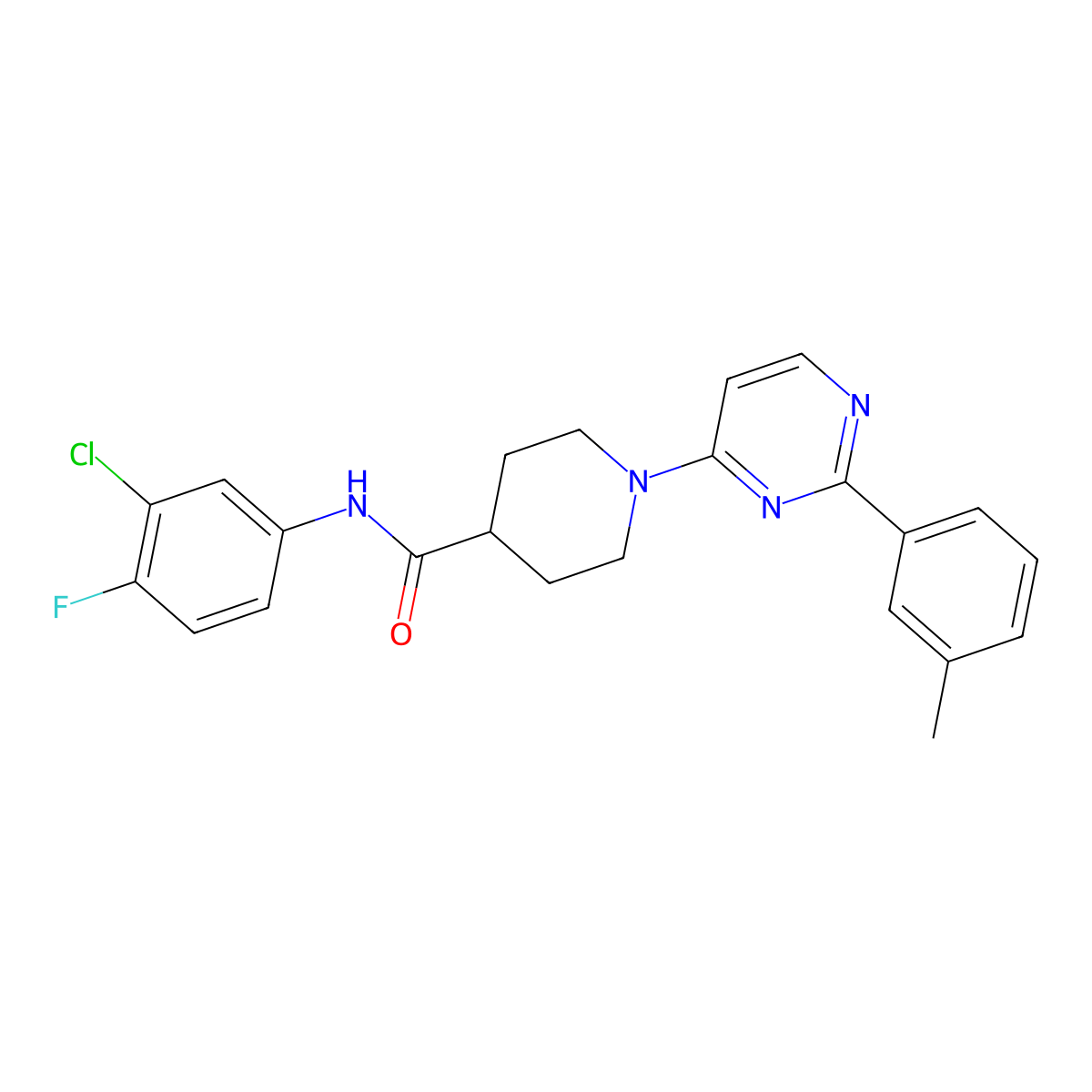 N-(3-chloro-4-fluorophenyl)-1-[2-(3-methylphenyl)pyrimidin-4-yl]piperidine-4-carboxamide molecular structure, CAS 1358617-36-3