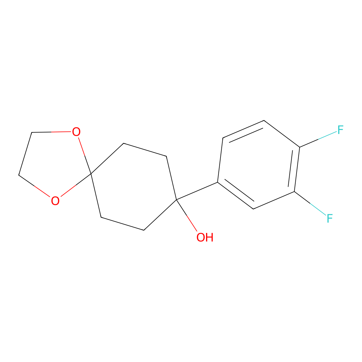 8-(3,4-Difluorophenyl)-1,4-dioxaspiro[4.5]decan-8-ol molecular structure, CAS 135862-38-3
