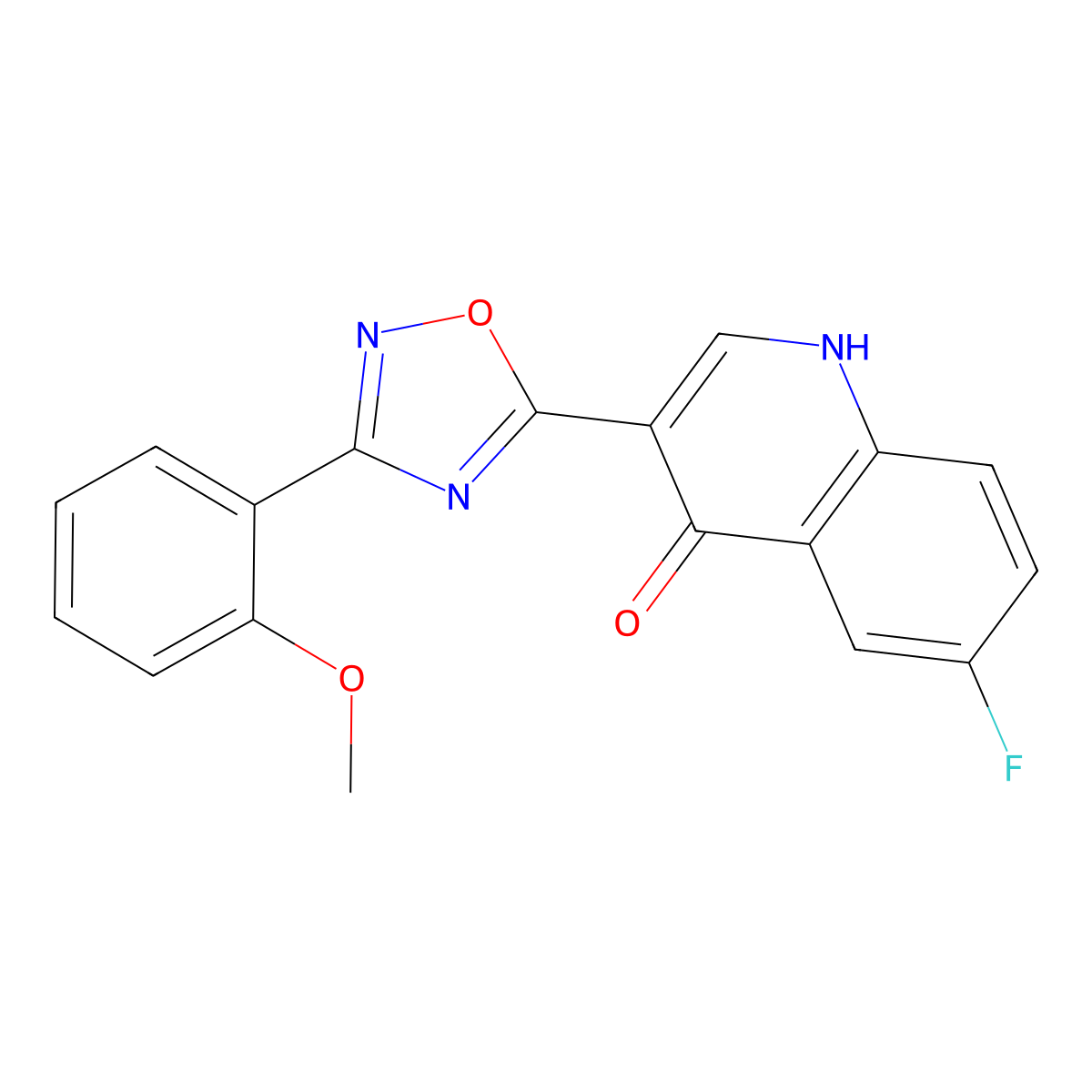 6-fluoro-3-(3-(2-methoxyphenyl)-1,2,4-oxadiazol-5-yl)quinolin-4(1H)-one molecular structure, CAS 1358629-19-2