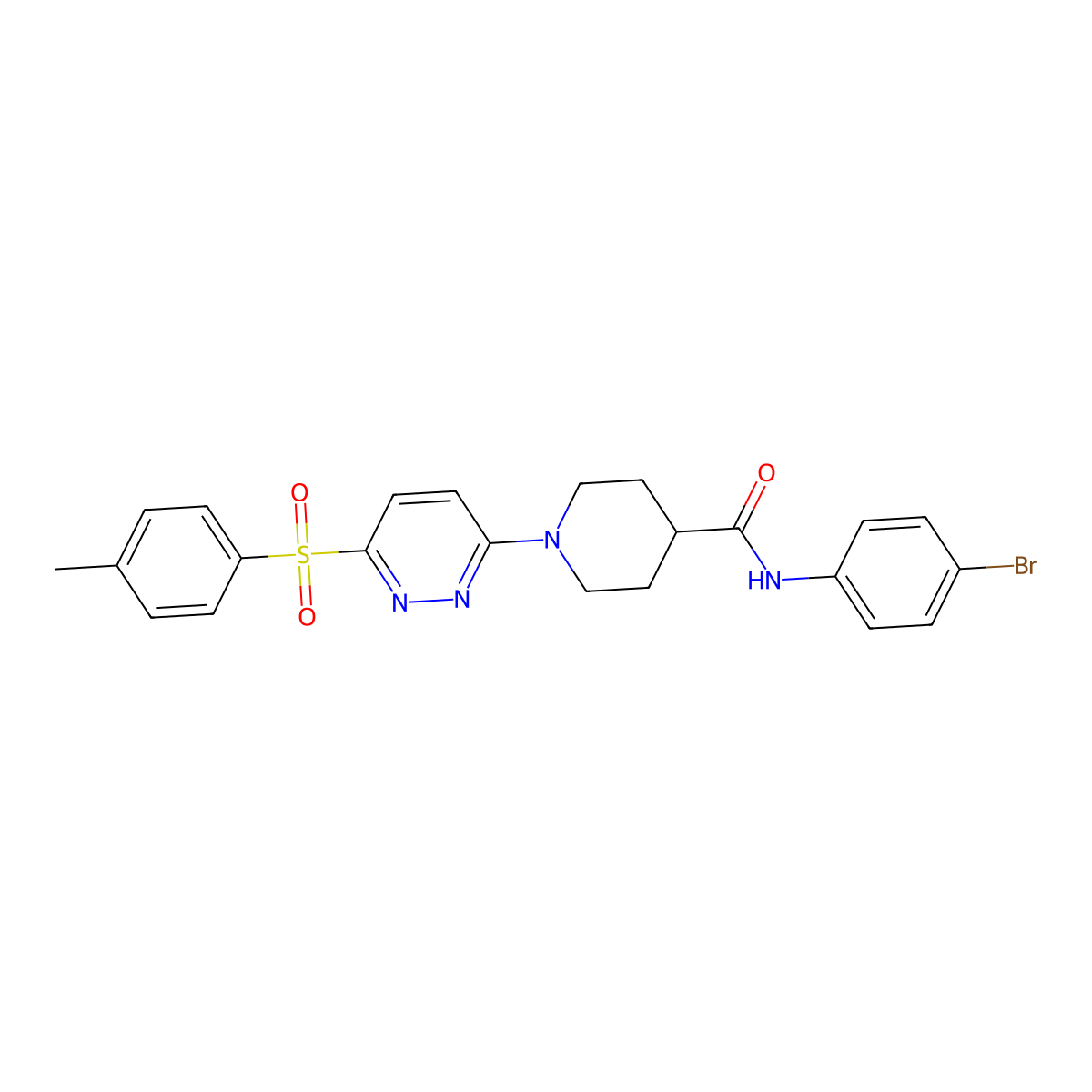 N-(4-bromophenyl)-1-(6-tosylpyridazin-3-yl)piperidine-4-carboxamide molecular structure, CAS 1358631-17-0