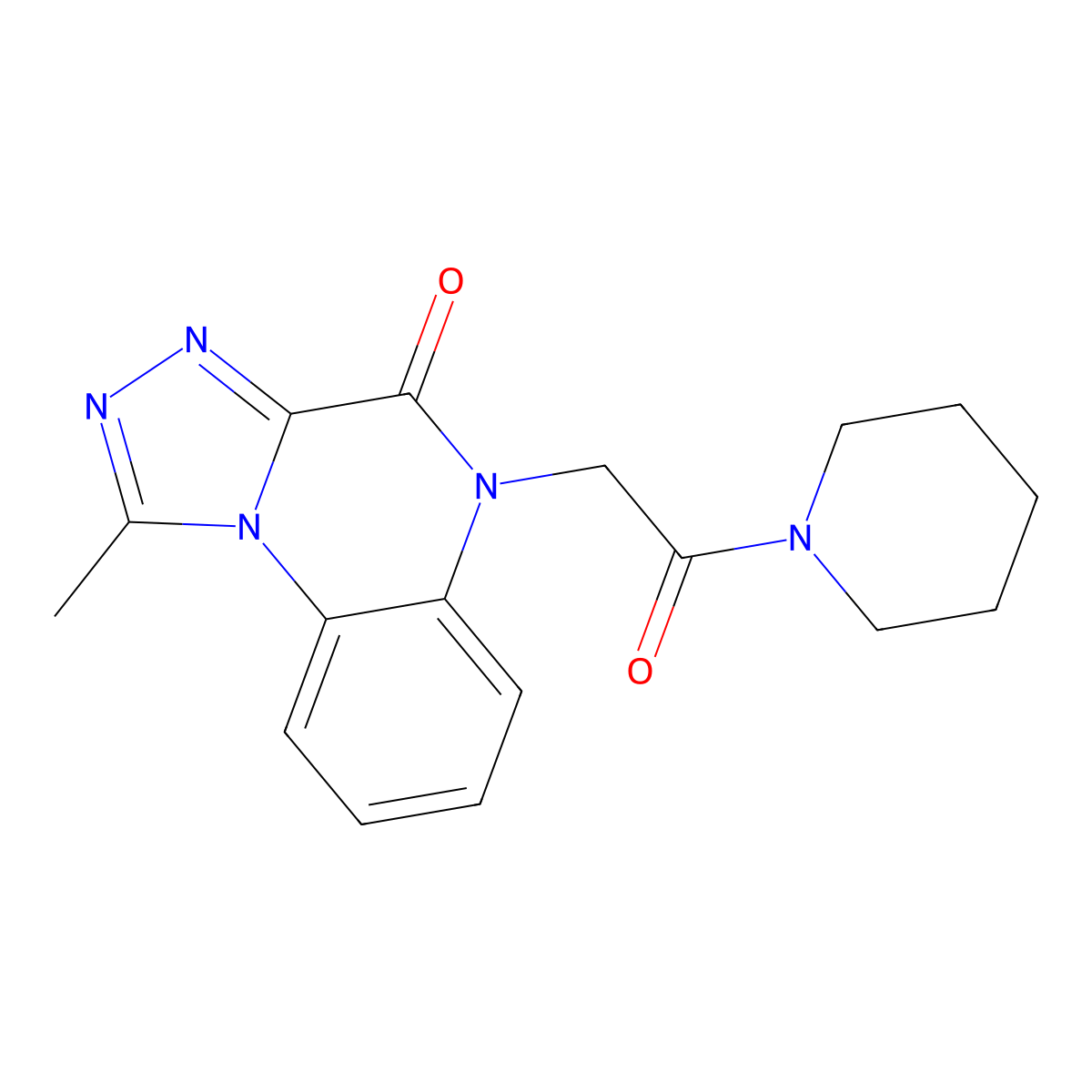 1-methyl-5-(2-oxo-2-piperidinoethyl)[1,2,4]triazolo[4,3-a]quinoxalin-4(5H)-one molecular structure, CAS 1358636-95-9