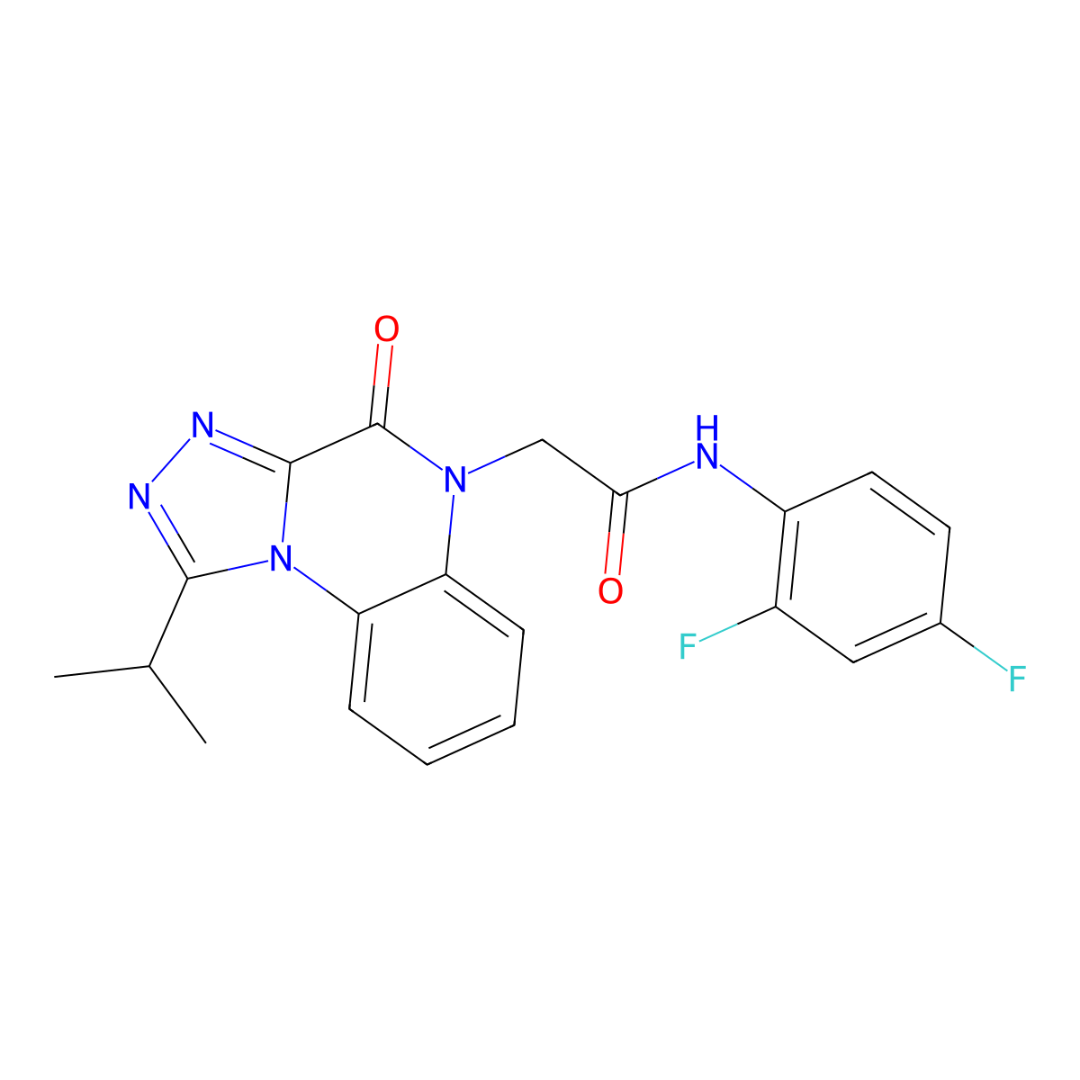 N-(2,4-difluorophenyl)-2-(1-isopropyl-4-oxo-[1,2,4]triazolo[4,3-a]quinoxalin-5(4H)-yl)acetamide molecular structure, CAS 1358637-26-9
