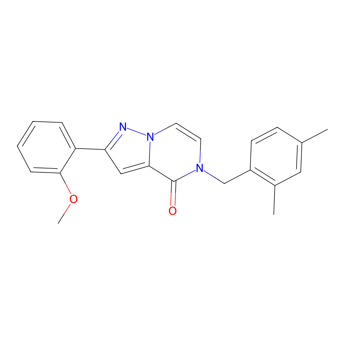 5-(2,4-dimethylbenzyl)-2-(2-methoxyphenyl)pyrazolo[1,5-a]pyrazin-4(5H)-one molecular structure, CAS 1358645-10-9
