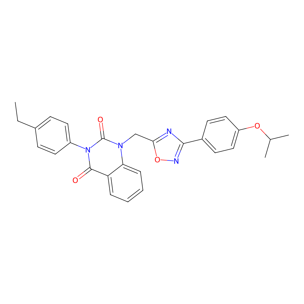 3-(4-ethylphenyl)-1-((3-(4-isopropoxyphenyl)-1,2,4-oxadiazol-5-yl)methyl)quinazoline-2,4(1H,3H)-dione molecular structure, CAS 1358649-90-7