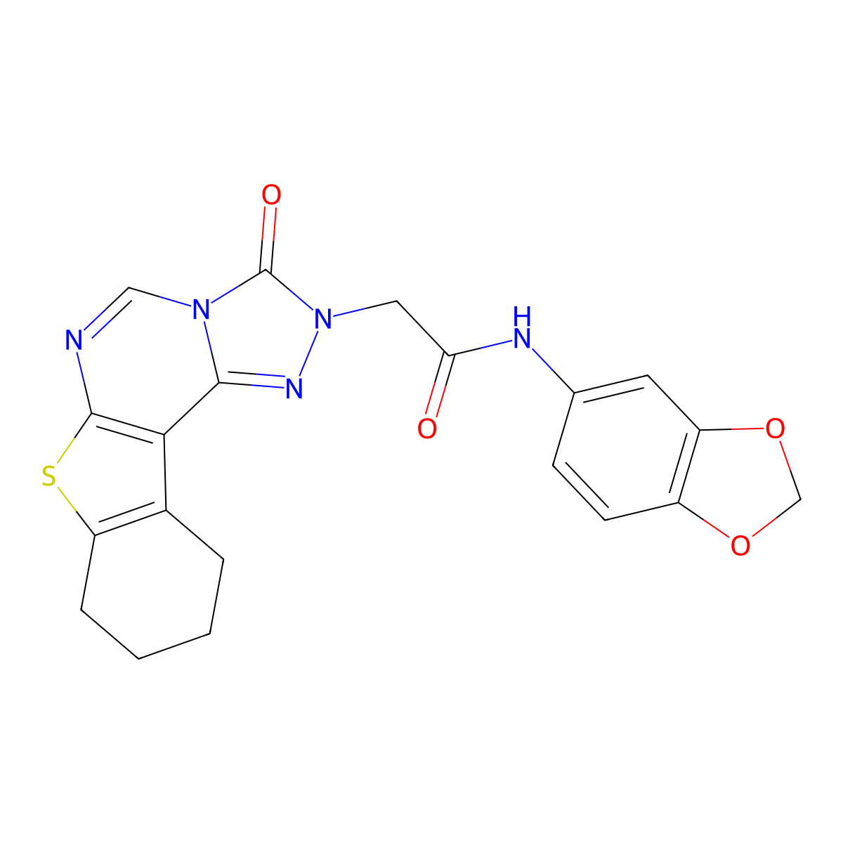 N-(2H-1,3-benzodioxol-5-yl)-2-{5-oxo-10-thia-3,4,6,8-tetraazatetracyclo[7.7.0.0^{2,6}.0^{11,16}]hexadeca-1(9),2,7,11(16)-tetraen-4-yl}acetamide molecular structure, CAS 1358651-72-5