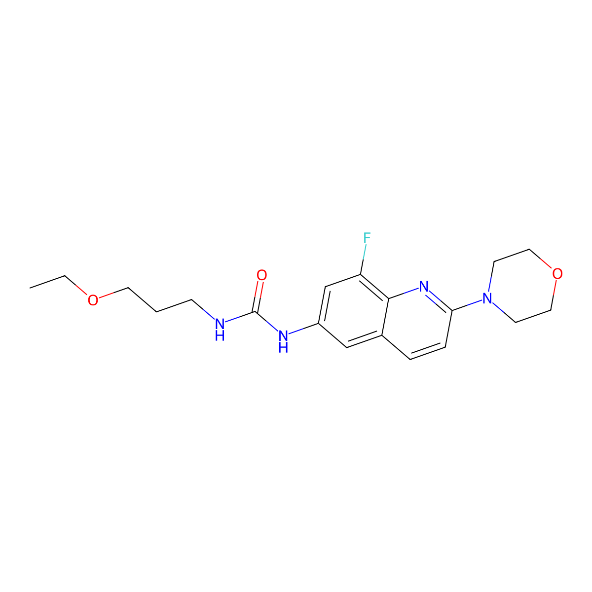 1-(3-Ethoxypropyl)-3-(8-fluoro-2-morpholin-4-ylquinolin-6-yl)urea molecular structure, CAS 1358667-48-7