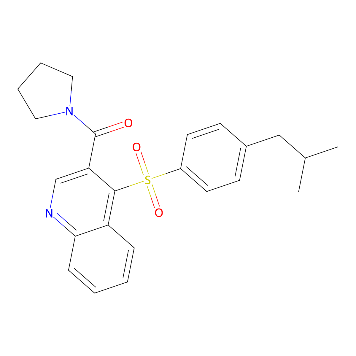 4-[4-(2-Methylpropyl)benzenesulfonyl]-3-(pyrrolidine-1-carbonyl)quinoline molecular structure, CAS 1358669-55-2