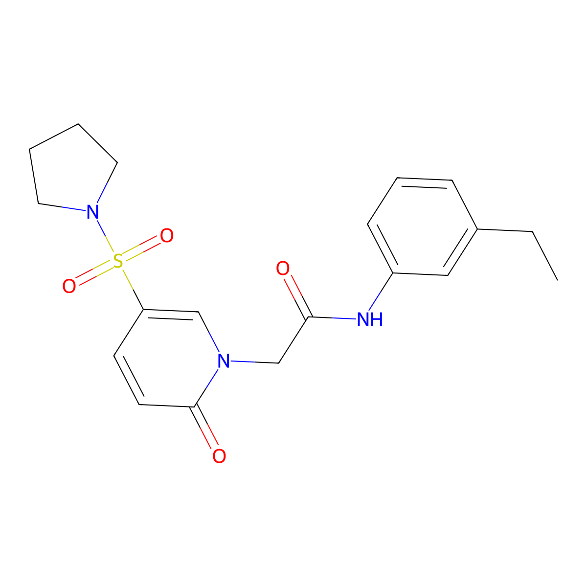 N-(3-ethylphenyl)-2-(2-oxo-5-pyrrolidin-1-ylsulfonylpyridin-1-yl)acetamide molecular structure, CAS 1358671-93-8