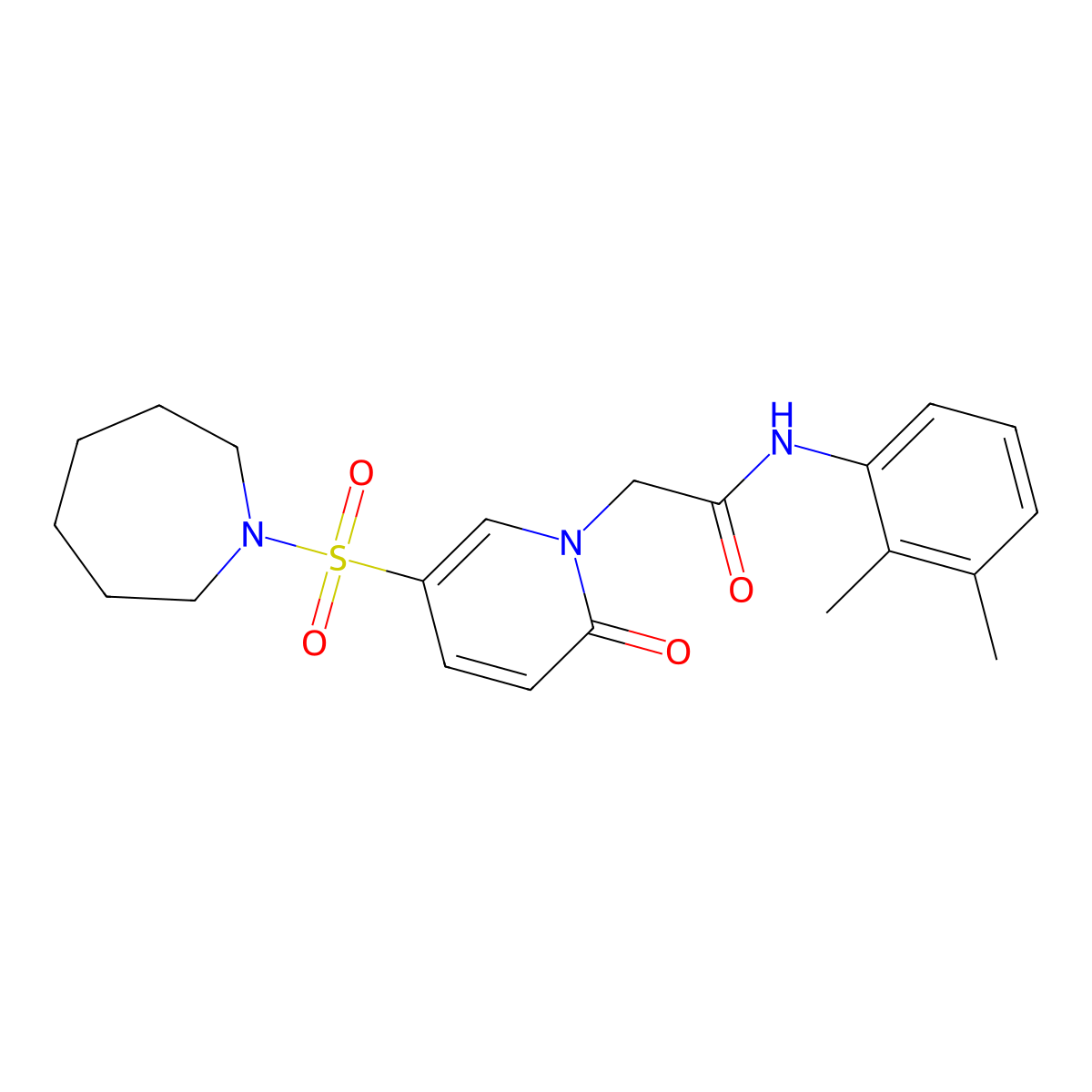 2-[5-(azepane-1-sulfonyl)-2-oxo-1,2-dihydropyridin-1-yl]-N-(2,3-dimethylphenyl)acetamide molecular structure, CAS 1358672-14-6