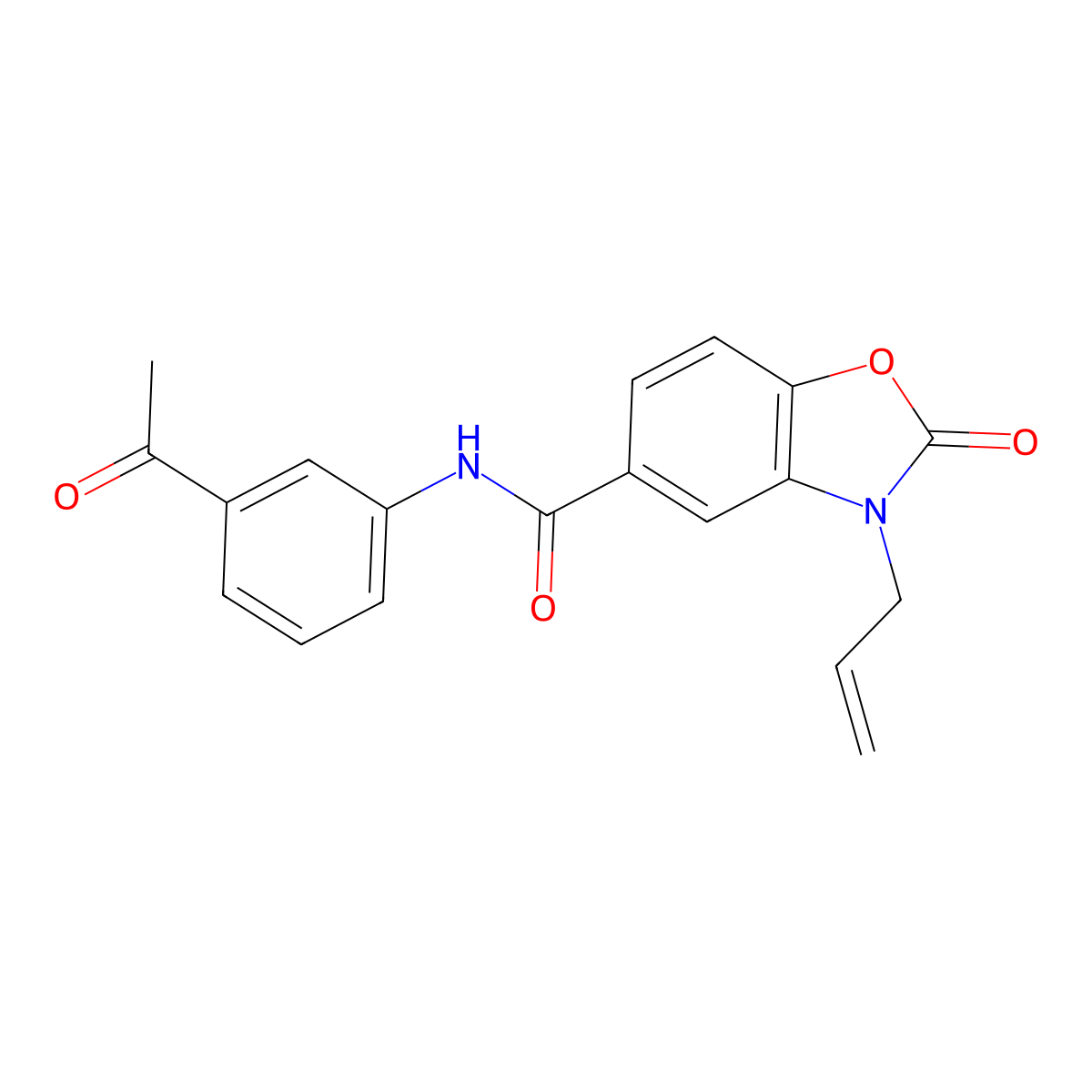 N-(3-acetylphenyl)-3-allyl-2-oxo-2,3-dihydro-1,3-benzoxazole-5-carboxamide molecular structure, CAS 1358679-90-9