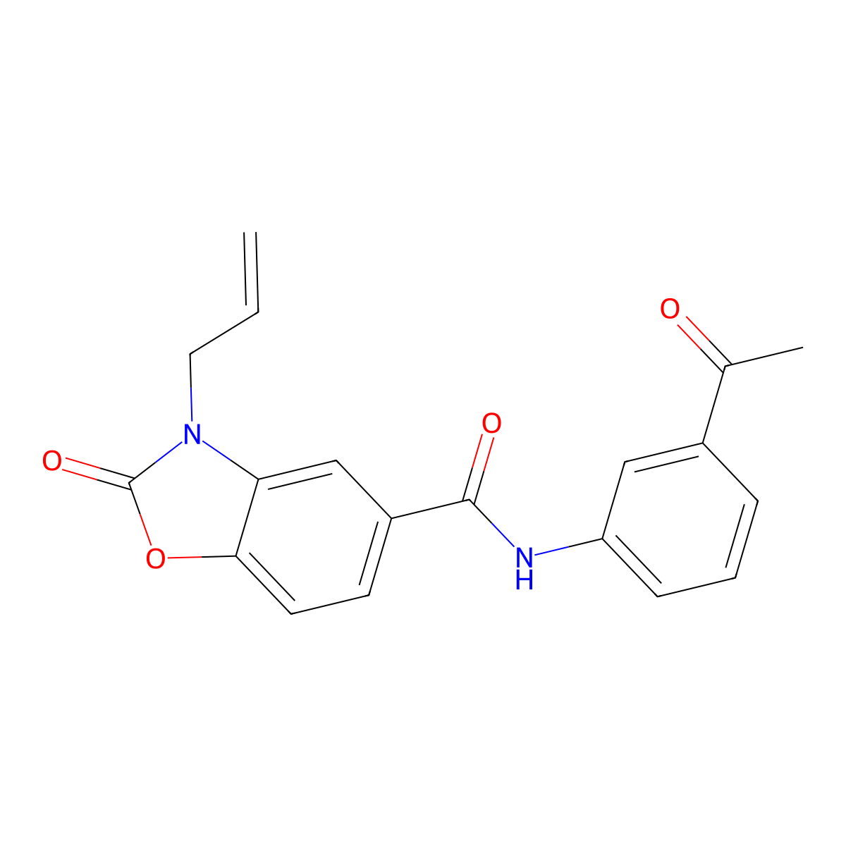 N-(3-acetylphenyl)-3-allyl-2-oxo-2,3-dihydro-1,3-benzoxazole-5-carboxamide molecular structure, CAS 1358679-90-9