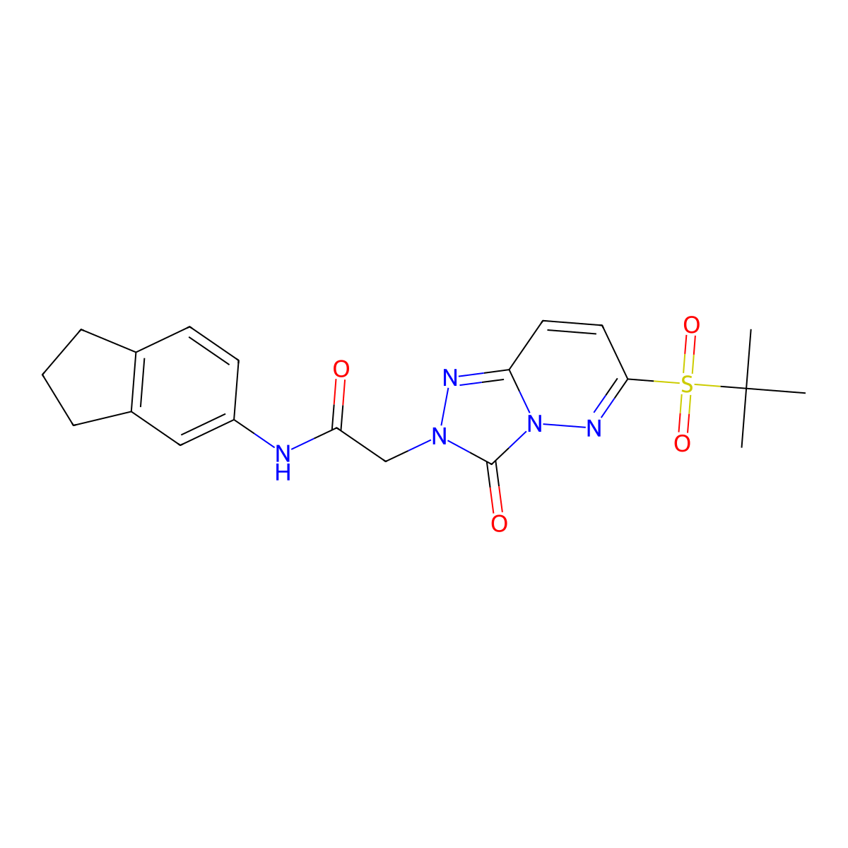 2-[6-(tert-butylsulfonyl)-3-oxo[1,2,4]triazolo[4,3-b]pyridazin-2(3H)-yl]-N-(2,3-dihydro-1H-inden-5-yl)acetamide molecular structure, CAS 1358680-82-6