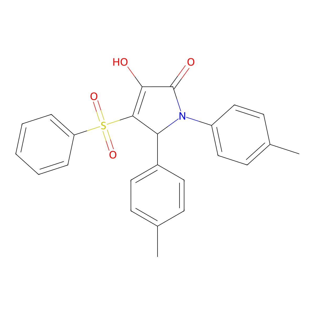 3-hydroxy-4-(phenylsulfonyl)-1,5-di-p-tolyl-1H-pyrrol-2(5H)-one molecular structure, CAS 1358683-02-9