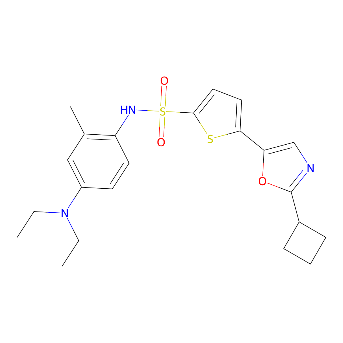 5-(2-cyclobutyl-1,3-oxazol-5-yl)-N-[4-(diethylamino)-2-methylphenyl]thiophene-2-sulfonamide molecular structure, CAS 1358691-22-1