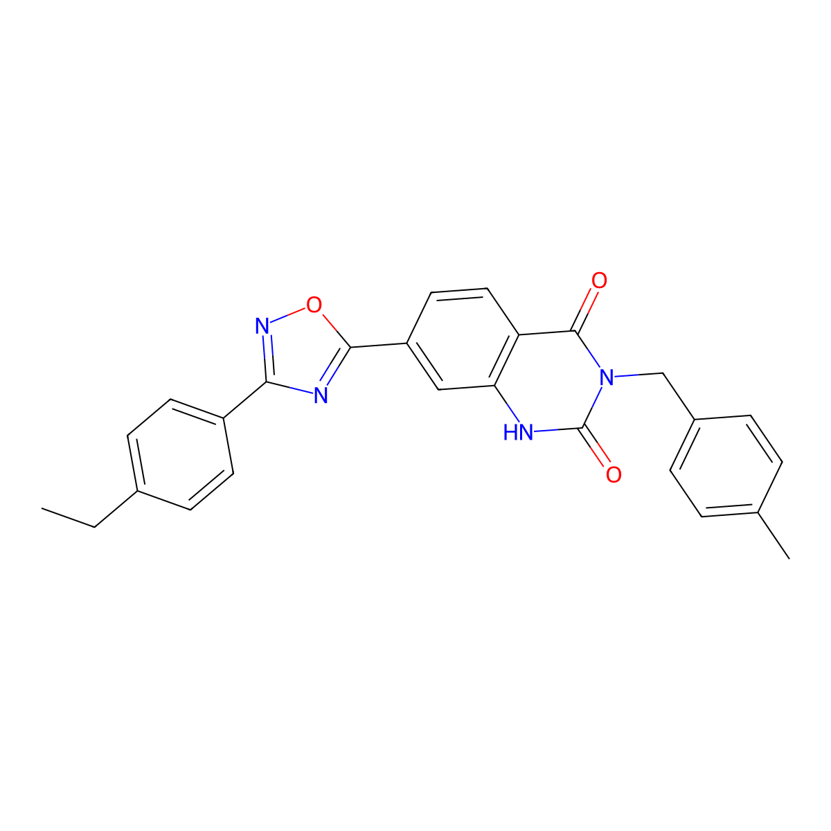 7-(3-(4-ethylphenyl)-1,2,4-oxadiazol-5-yl)-3-(4-methylbenzyl)quinazoline-2,4(1H,3H)-dione molecular structure, CAS 1358695-67-6