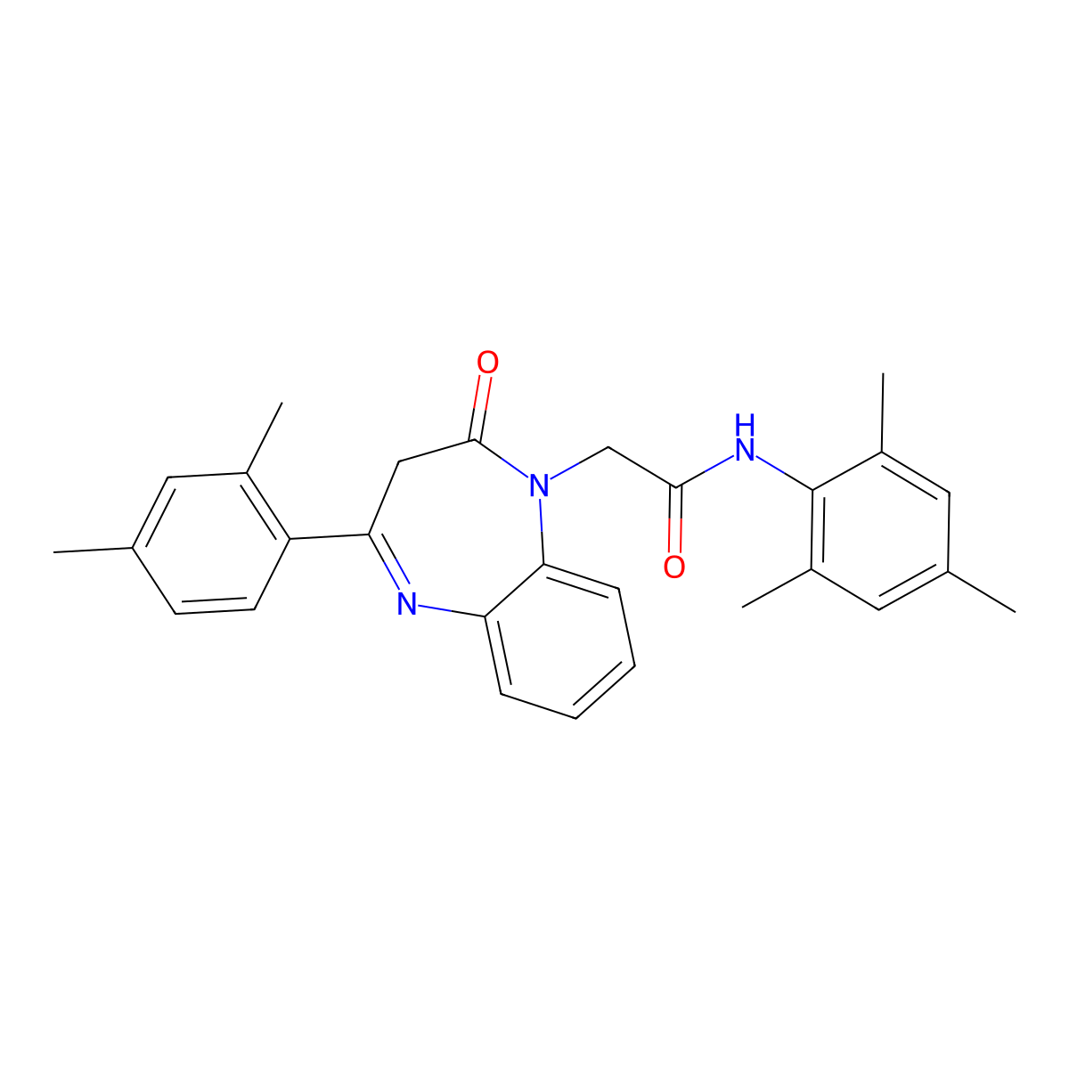 2-[4-(2,4-Dimethylphenyl)-2-oxo-2,3-dihydro-1H-1,5-benzodiazepin-1-YL]-N-(2,4,6-trimethylphenyl)acetamide molecular structure, CAS 1358698-26-6