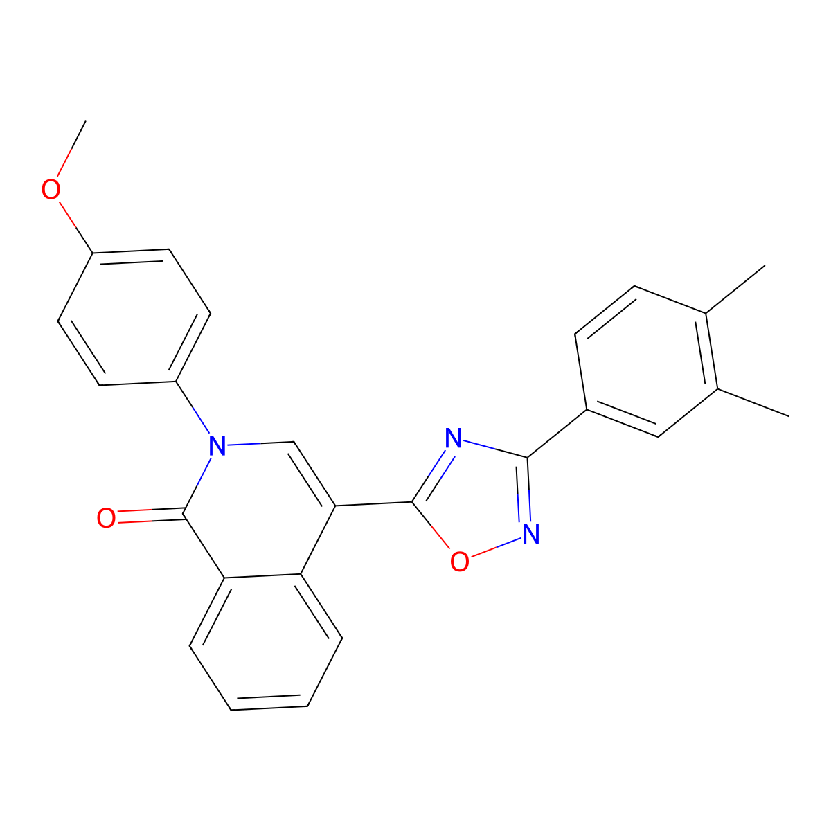 4-(3-(3,4-dimethylphenyl)-1,2,4-oxadiazol-5-yl)-2-(4-methoxyphenyl)isoquinolin-1(2H)-one molecular structure, CAS 1358704-11-6